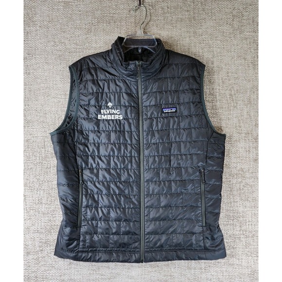 Patagonia Nano Puff Quilted Vest Mens L Gray Full Zip Primaloft Insulated Logo